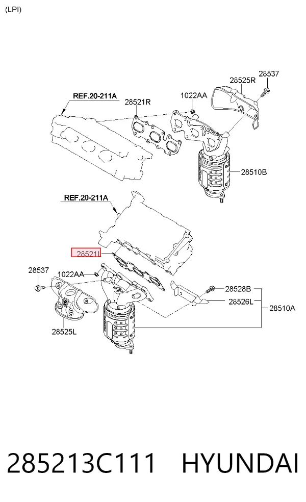 Прокладка выпускного коллектора левая 285213C111 Hyundai/Kia