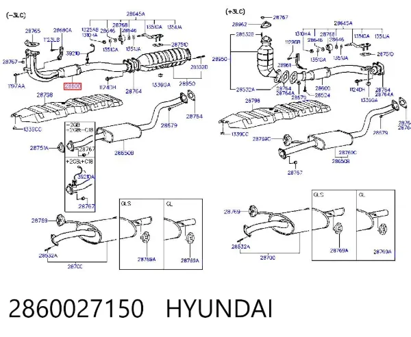 Передняя часть глушителя 2860027150 Hyundai/Kia