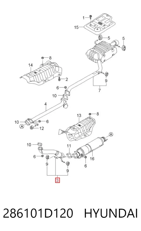 Передняя часть глушителя 286101D120 Hyundai/Kia