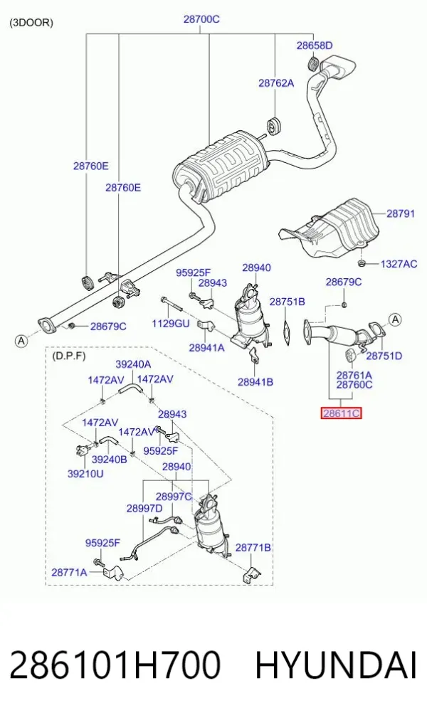 Выхлопная труба 286101H700 Hyundai/Kia