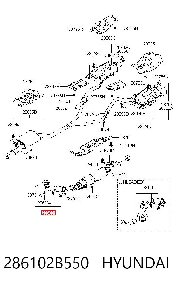 Приёмная труба 286102B550 Hyundai/Kia