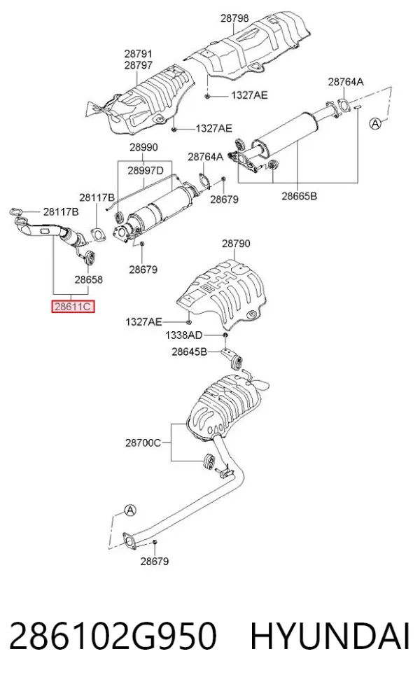 Передняя часть глушителя 286102G950 Hyundai/Kia