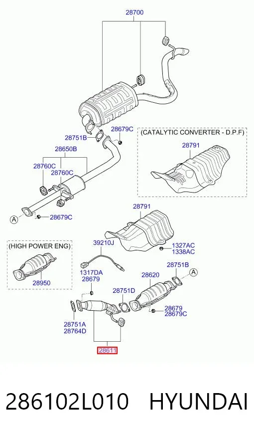 Приёмная труба 286102L010 Hyundai/Kia