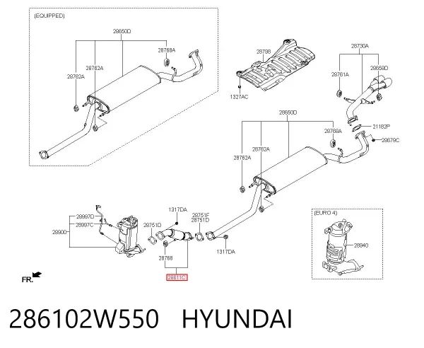Передняя часть глушителя 286102W550 Hyundai/Kia
