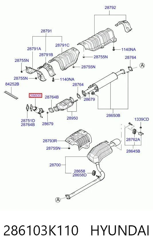 Приёмная труба 286103K110 Hyundai/Kia