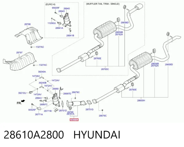 Передняя часть глушителя 28610A2800 Hyundai/Kia