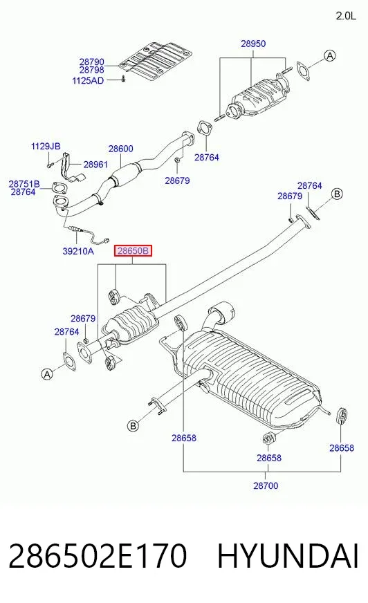 Передняя часть глушителя 286502E170 Hyundai/Kia