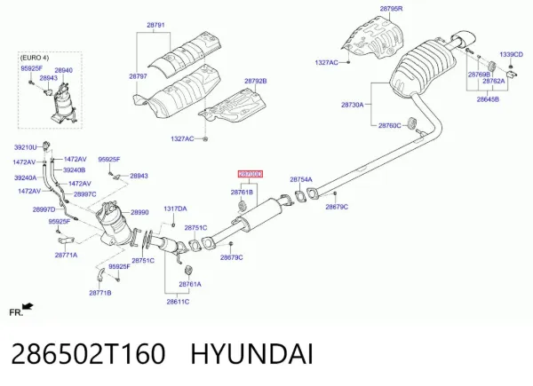 Центральная часть глушителя 286502T160 Hyundai/Kia