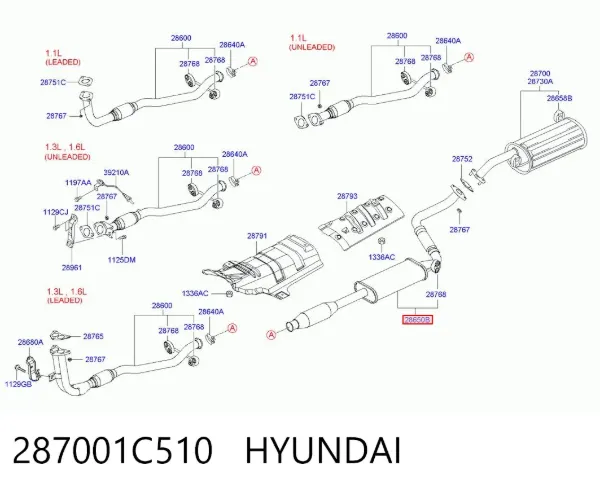 Центральная часть глушителя 287001C510 Hyundai/Kia