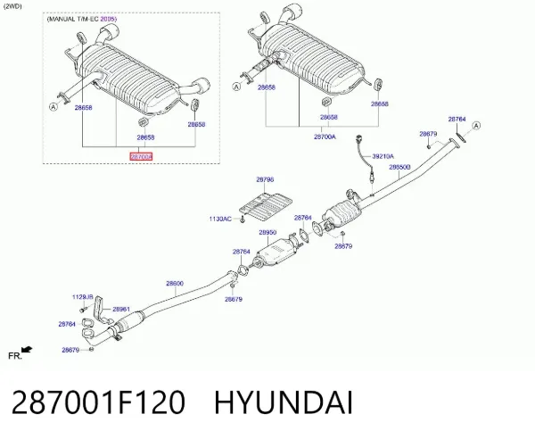 Приёмная труба 287001F120 Hyundai/Kia