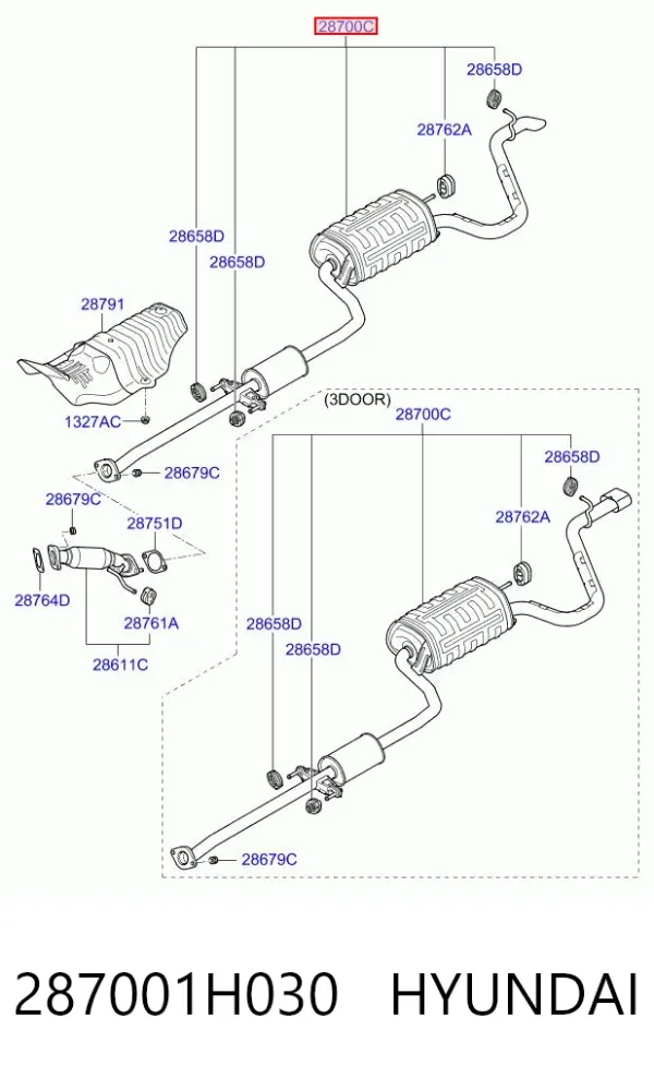 Глушитель задний 287001H030 Hyundai/Kia