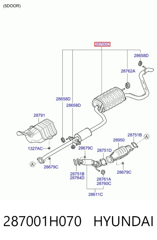 Глушитель, центральная и задняя часть 287001H070 Hyundai/Kia