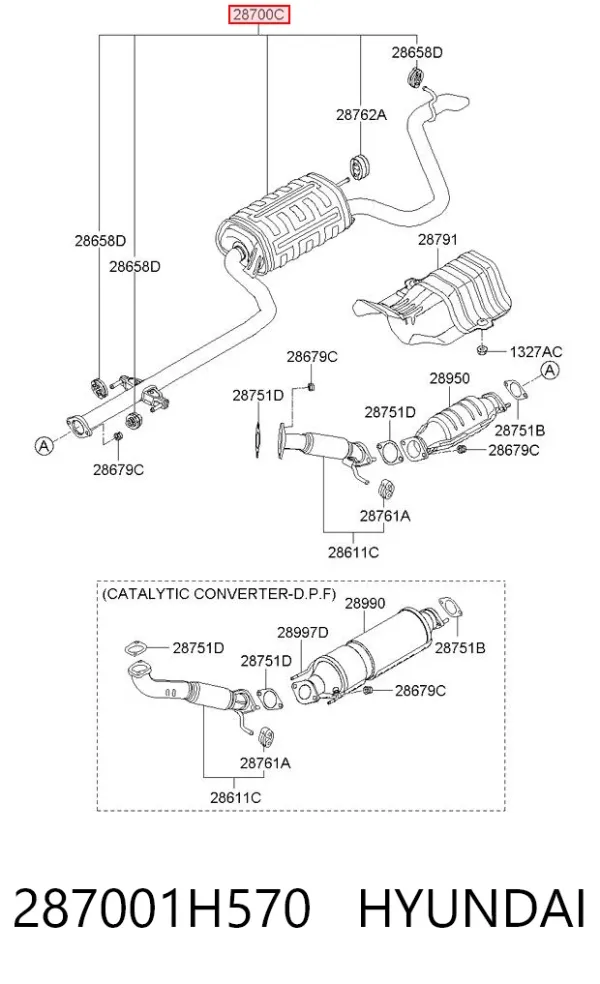 Глушитель задний 287001H570 Hyundai/Kia