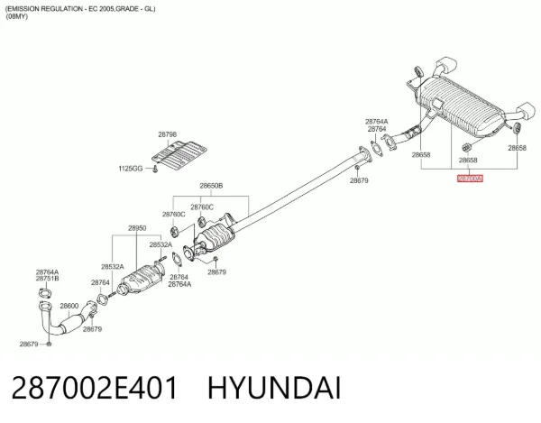Глушитель задний 287002E401 Hyundai/Kia