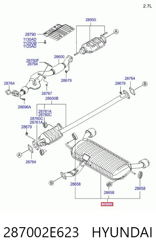 Глушитель задний 287002E623 Hyundai/Kia