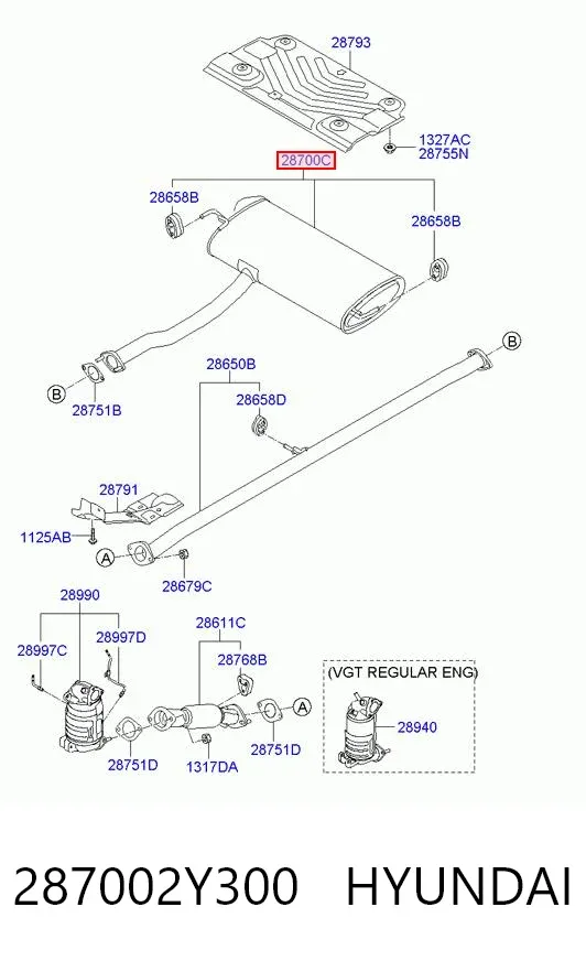 Глушитель задний 287002Y300 Hyundai/Kia