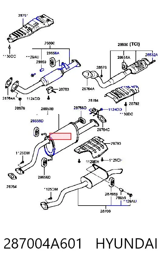 Центральная часть глушителя 287004A601 Hyundai/Kia
