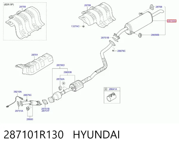 Глушитель задний 287101R130 Hyundai/Kia