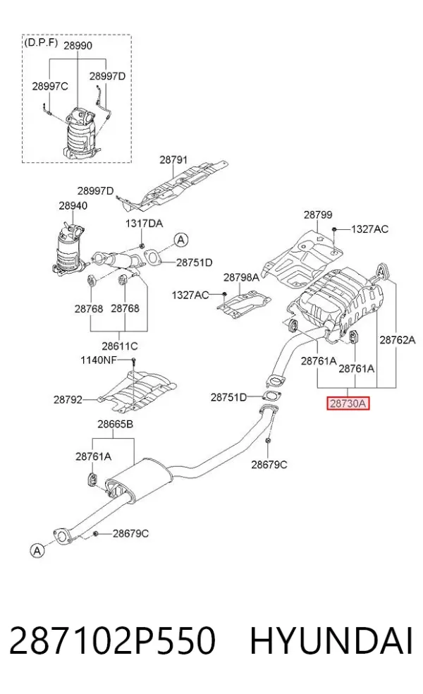 Глушитель задний 287102P550 Hyundai/Kia