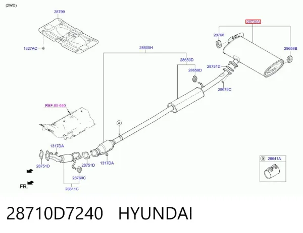 Глушитель задний 28710D7240 Hyundai/Kia