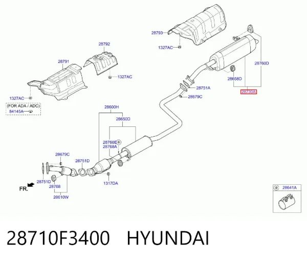Глушитель задний 28710F3400 Hyundai/Kia