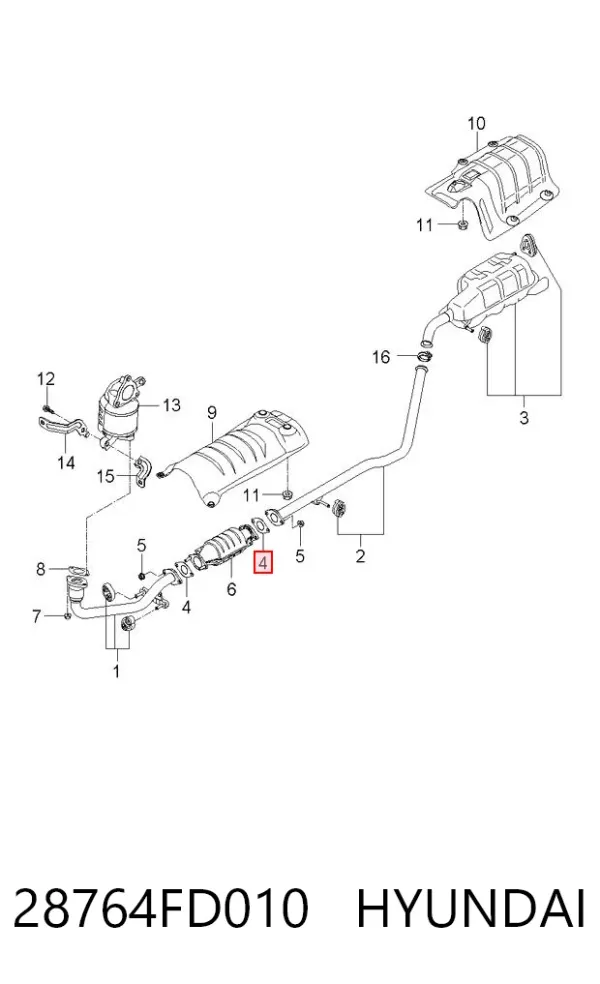 Прокладка глушителя 28764FD010 Hyundai/Kia