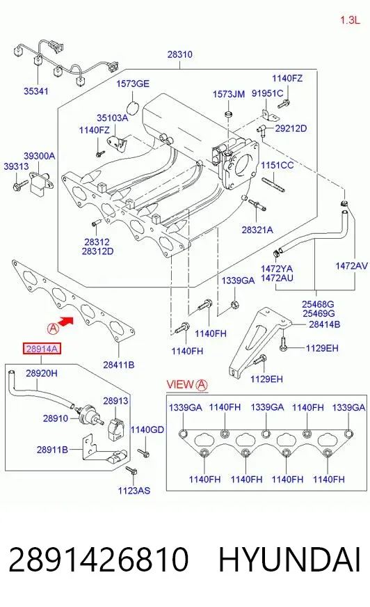 Клапан вентиляции газов топливного бака 2891426810 Hyundai/Kia