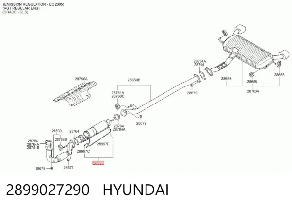 Катализатор 2899027290 Hyundai/Kia