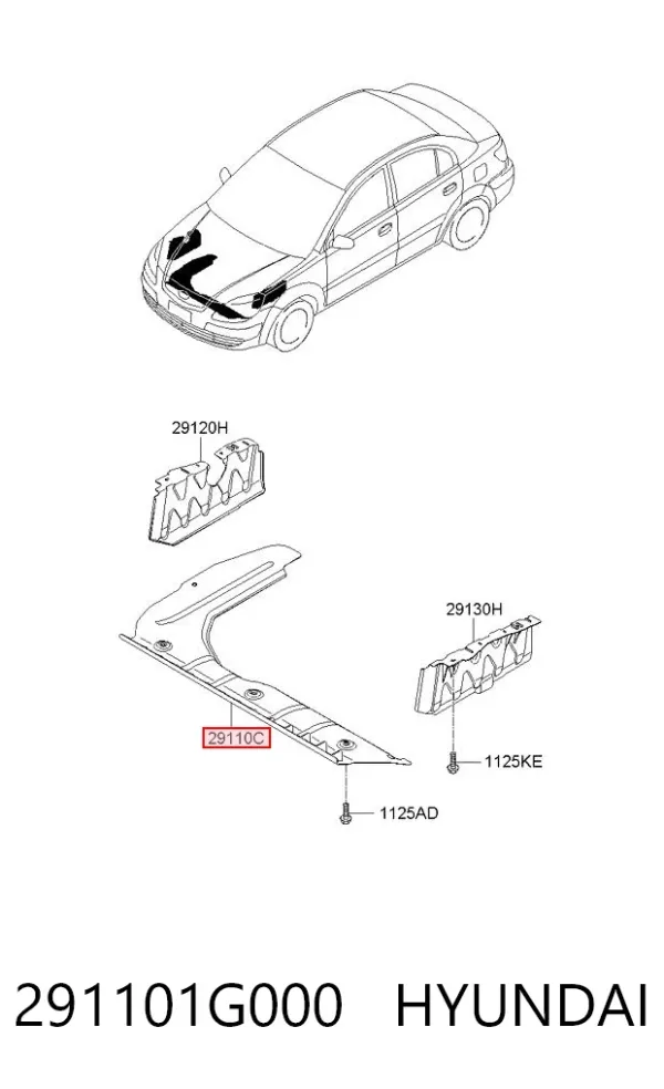 Защита двигателя передняя 291101G000 Hyundai/Kia