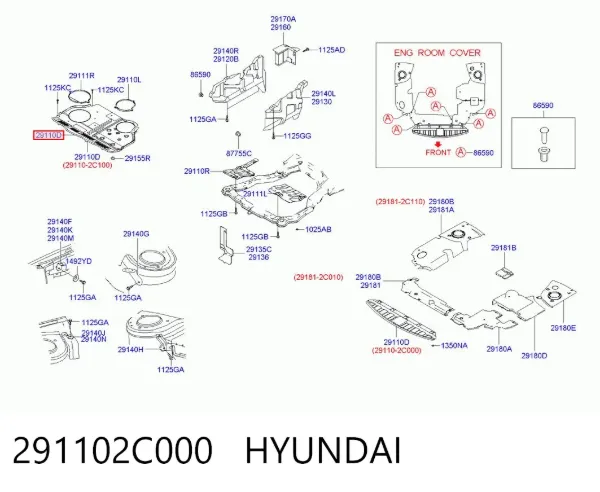 Защита двигателя передняя 291102C000 Hyundai/Kia