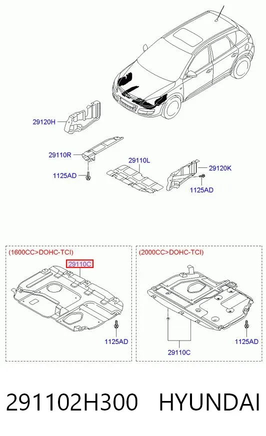 Защита двигателя 291102H300 Hyundai/Kia