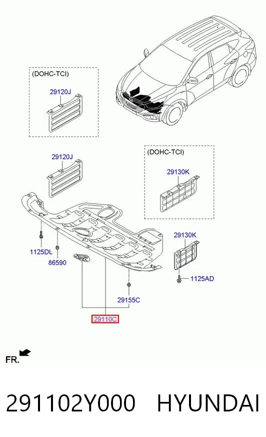 Защита двигателя 291102Y000 Hyundai/Kia