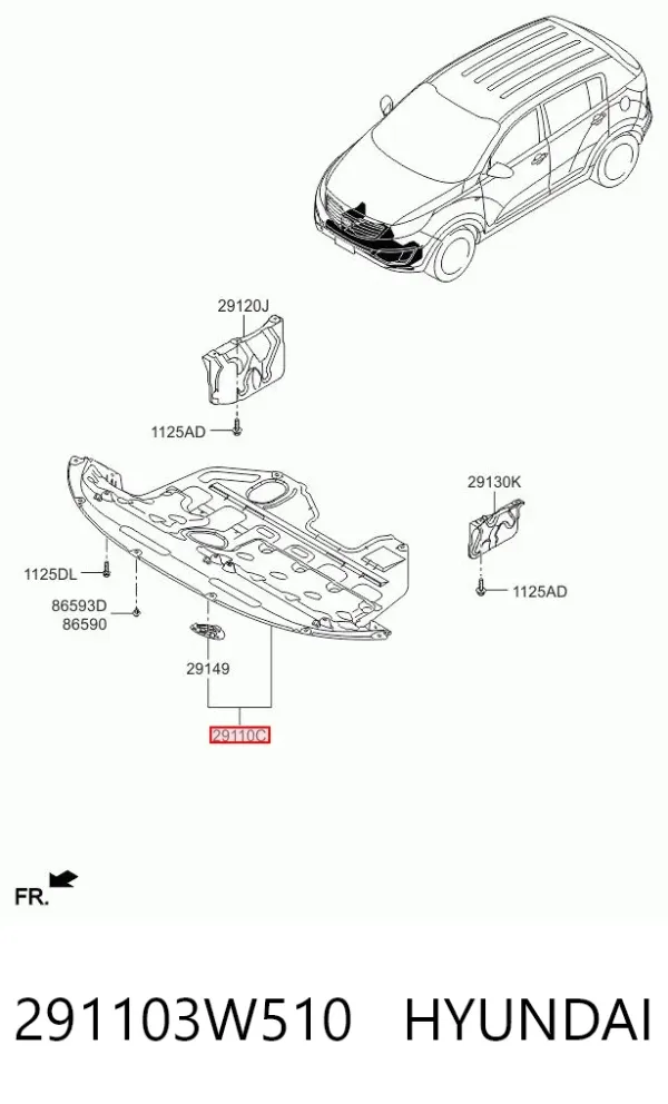 Защита двигателя 291103W510 Hyundai/Kia