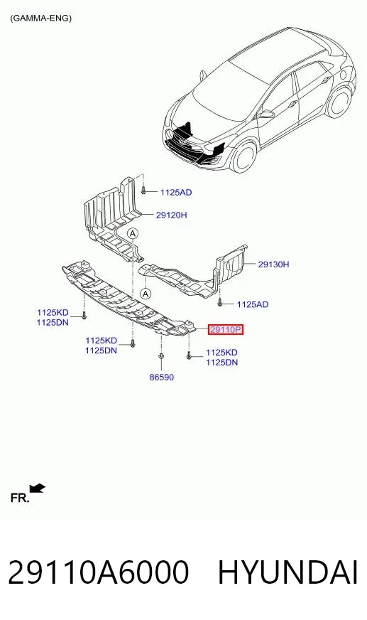 Защита двигателя передняя 29110A6000 Hyundai/Kia