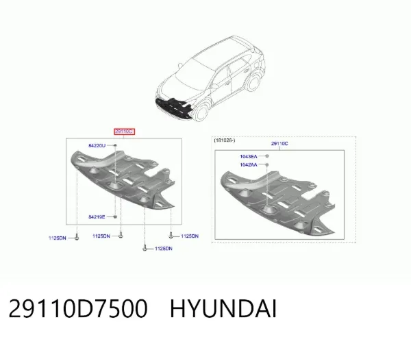 Защита двигателя 29110D7500 Hyundai/Kia