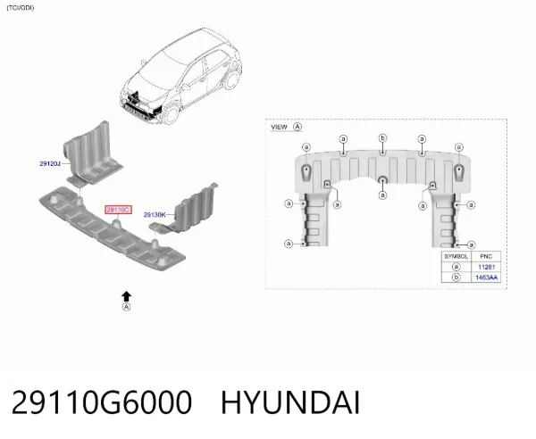 Защита двигателя 29110G6000 Hyundai/Kia