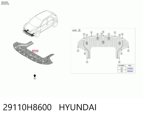 Защита двигателя 29110H8600 Hyundai/Kia