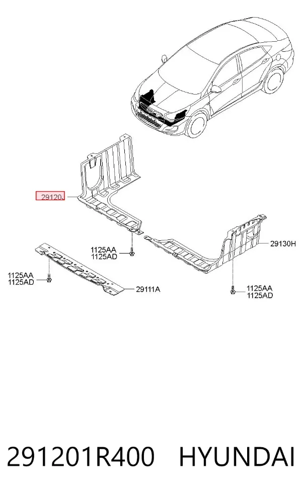 Защита двигателя правая 291201R400 Hyundai/Kia