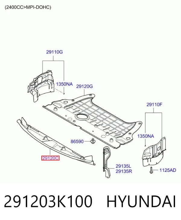 Защита двигателя передняя 291203K100 Hyundai/Kia