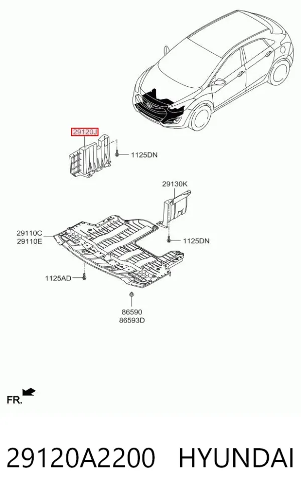 Защита двигателя правая 29120A2200 Hyundai/Kia
