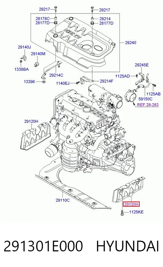 Защита двигателя левая 291301E000 Hyundai/Kia
