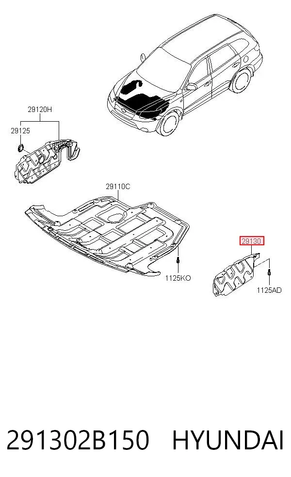 Защита двигателя левая 291302B150 Hyundai/Kia