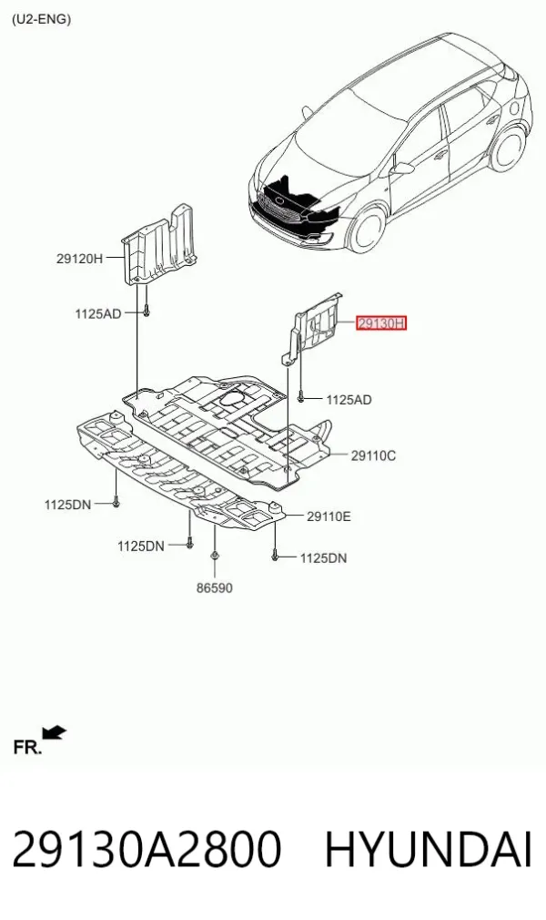 Защита двигателя левая 29130A2800 Hyundai/Kia