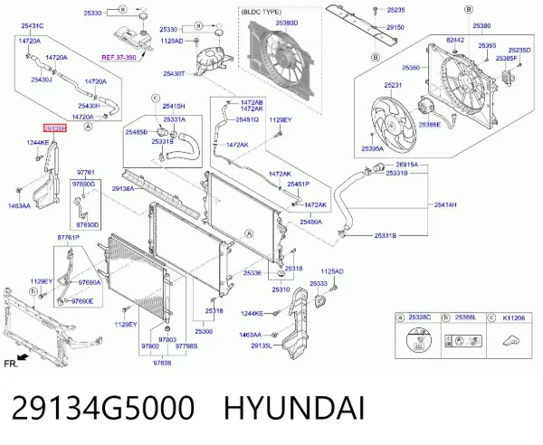 Правый дефлектор радиатора 29134G5000 Hyundai/Kia