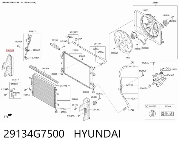 Правый дефлектор радиатора 29134G7500 Hyundai/Kia