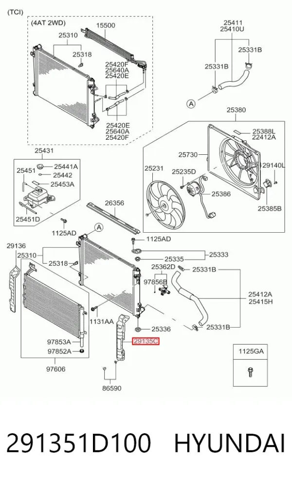 Левый дефлектор радиатора 291351D100 Hyundai/Kia
