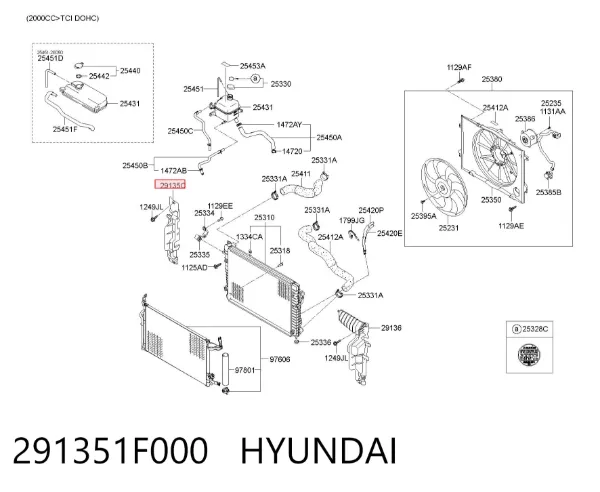 Левый дефлектор радиатора 291351F000 Hyundai/Kia