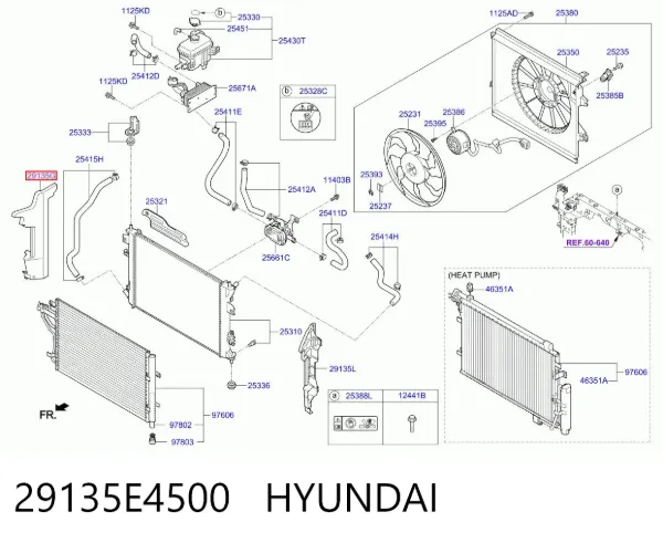 Правый дефлектор радиатора 29135E4500 Hyundai/Kia