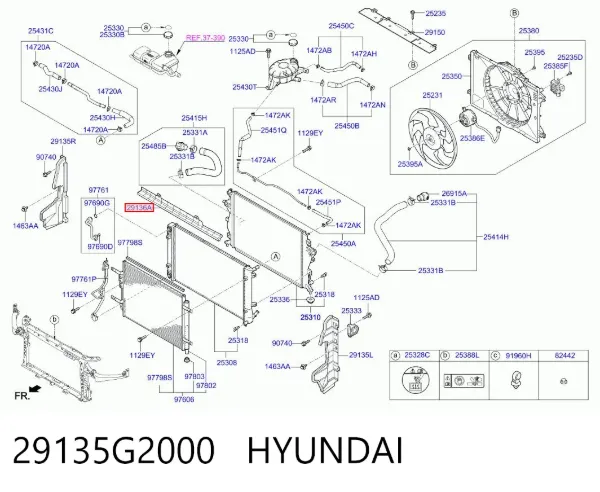 Верхний дефлектор радиатора 29135G2000 Hyundai/Kia