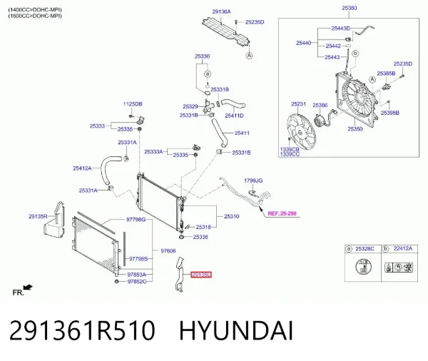 Левый дефлектор радиатора 291361R510 Hyundai/Kia